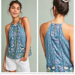 Anthropologie Floral Print Melina Embroidered Top